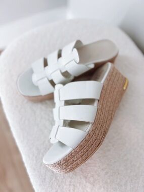 NEW FRANCO SARTO SZ 8.5 Tevin Open Square Toe Espadrille Slide Platform Sandals